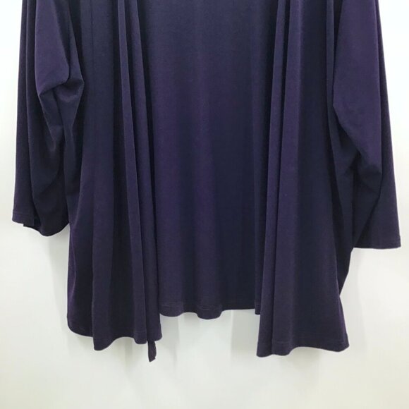 Vintage 3X Lagenlook Duster Dressbarn Slinky Open Front Top Deep Purple Witchy - Picture 4 of 7